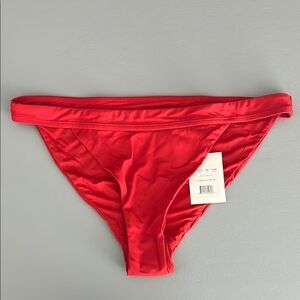 NWT Andie Swim THE BANDED CHEEKY BOTTOM in Flat Cherry Red Size XL